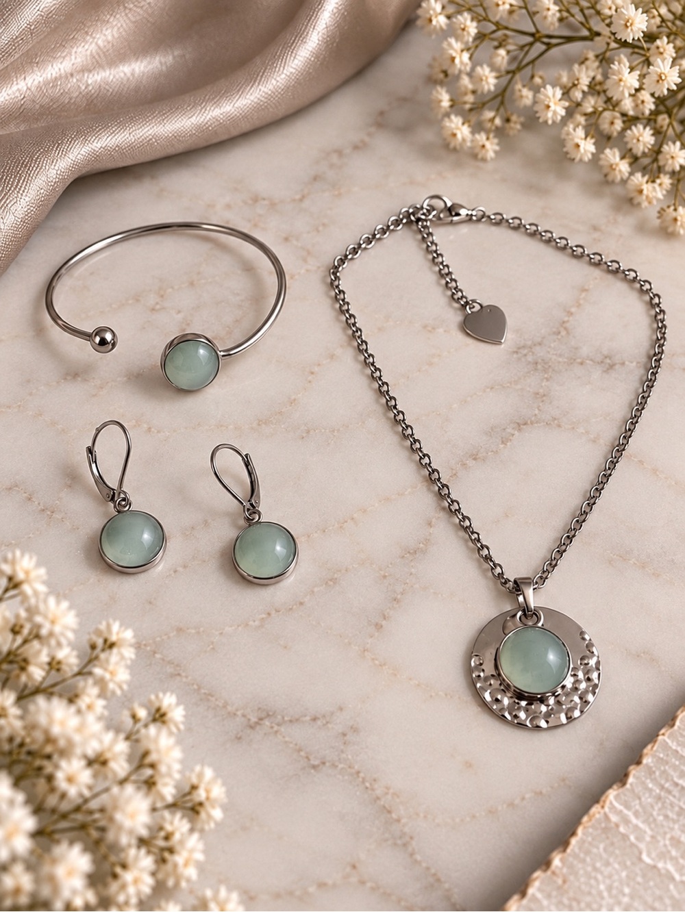 Natural Green aventurine jewelry set